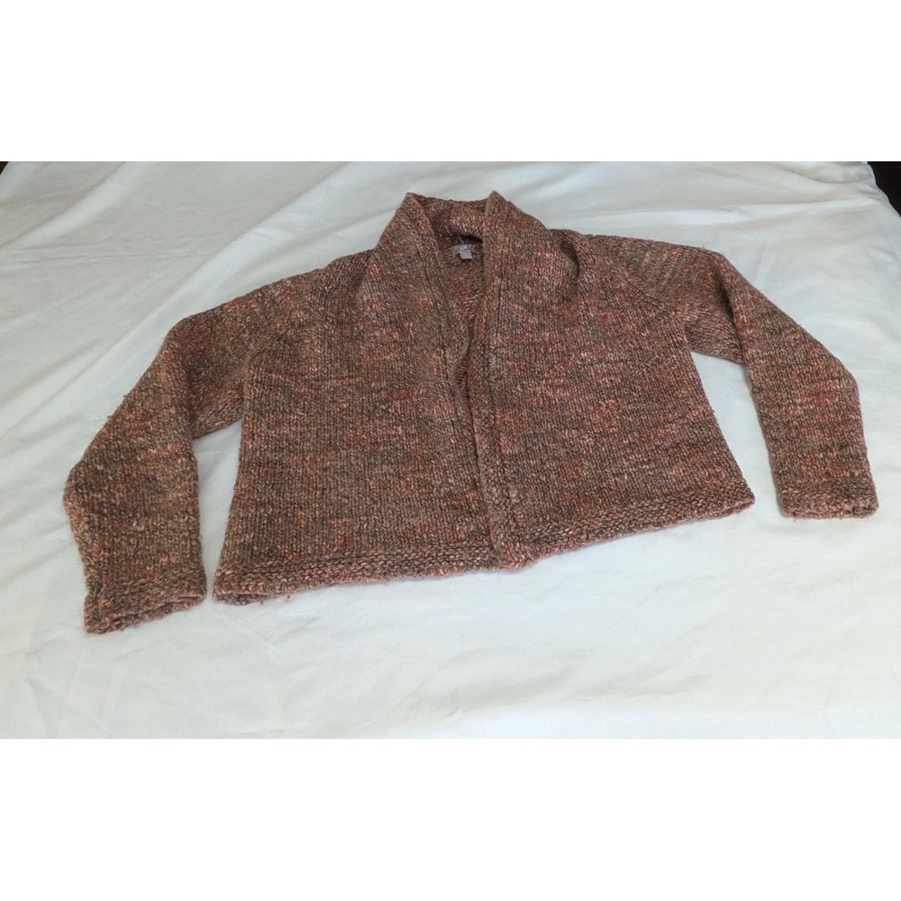 J. Jill Cardigan Sweater Womens XL Brown Multi  Wool Alpaca Shawl Collar‎